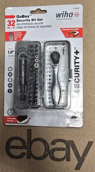Wiha 74958 32 Piece GoBox Security Bit Set with Mini Ratchet  SAME DAY SHIPPING!
