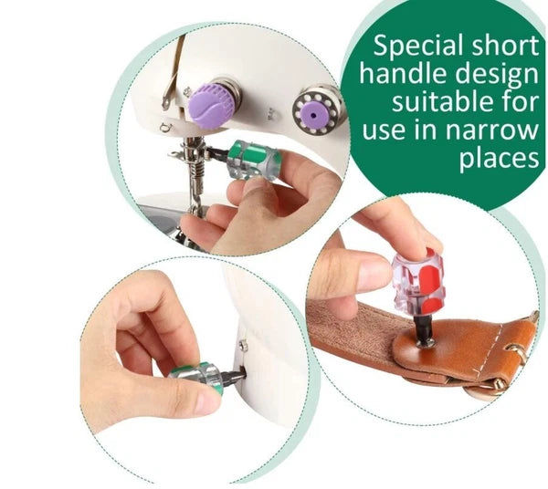 Mini Ultra Short Stubby Screwdriver 2 Pcs 1 Phillips, 1 Flat Head DIY Repairs